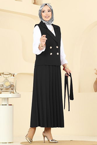 moda selvim طقم أسود 6450MP806 - Thumbnail