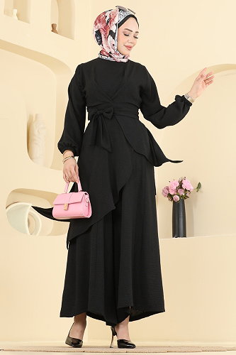 moda selvim طقم أسود 6768MP806 - Thumbnail