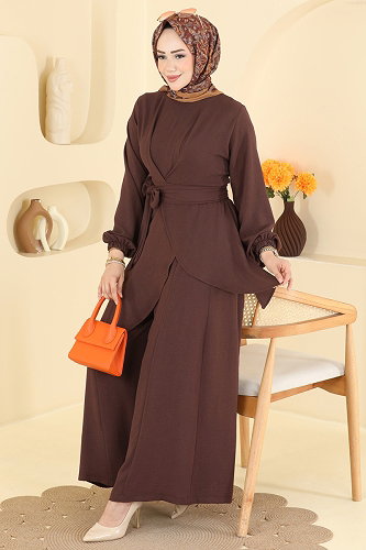 moda selvim طقم بني 6768MP806 - Thumbnail