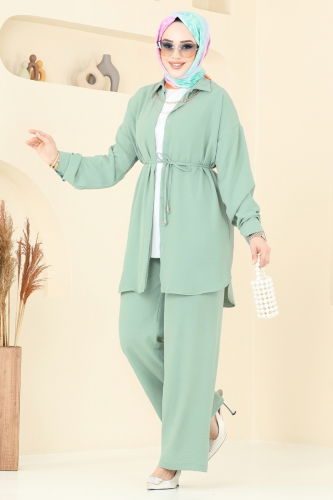moda selvim طقم أخضر باهت 6802MP806 - Thumbnail