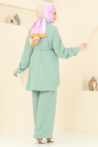 moda selvim طقم أخضر باهت 6802MP806 - Thumbnail