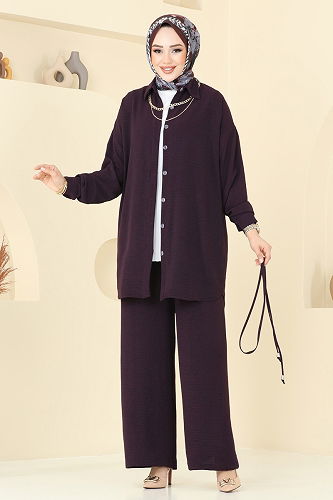 moda selvim طقم أرجواني 6802MP806 - Thumbnail