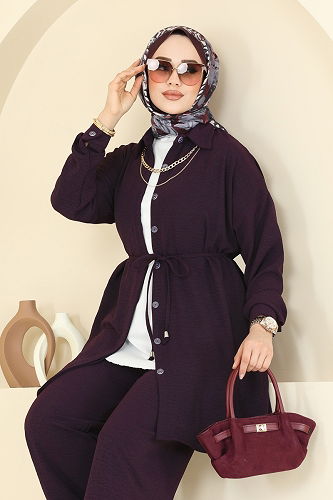 moda selvim طقم أرجواني 6802MP806 - Thumbnail