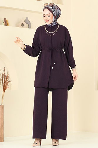 moda selvim طقم أرجواني 6802MP806 - Thumbnail