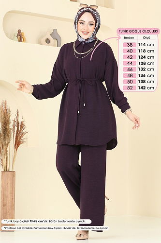 moda selvim طقم أرجواني 6802MP806 - Thumbnail