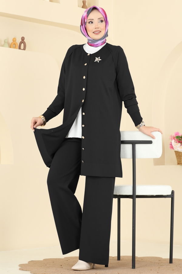 Modaselvim Hijab Combinations Combined 7030UZ662 Black
