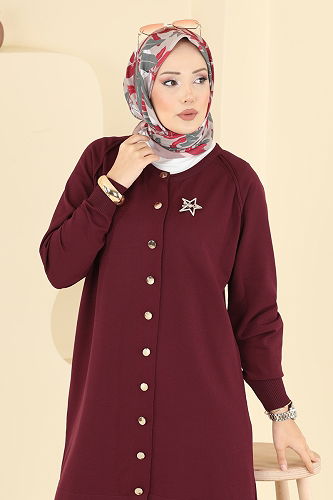 moda selvim طقم خمري 7030UZ662 - Thumbnail