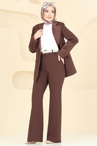 moda selvim طقم بني 7039ABK1075 - Thumbnail