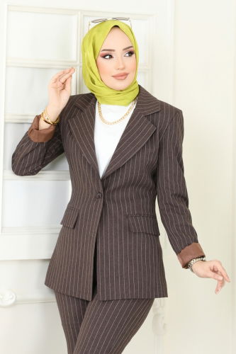 moda selvim طقم بني 7062ABK1075 - Thumbnail