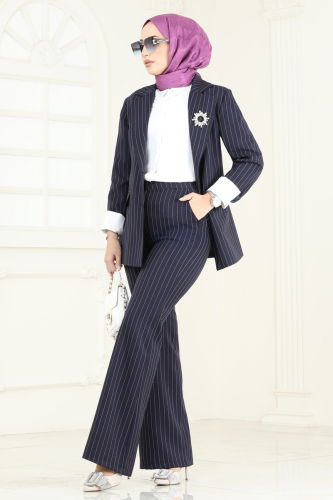 moda selvim طقم كحلي 7062ABK1075 - Thumbnail