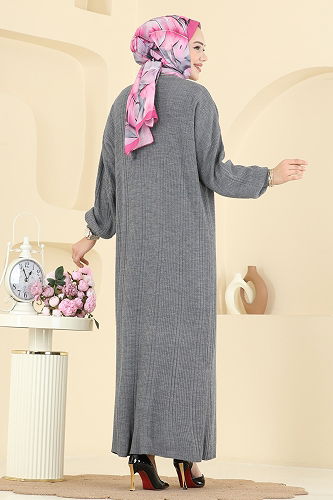 moda selvim طقم رمادي غامق 7080HBS856 - Thumbnail