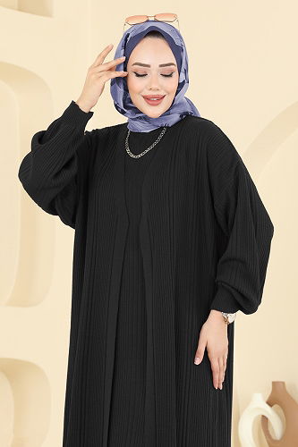 moda selvim طقم أسود 7080HBS856 - Thumbnail