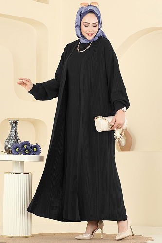 moda selvim طقم أسود 7080HBS856 - Thumbnail