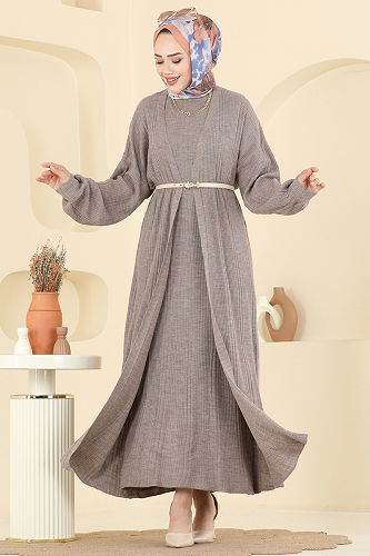 moda selvim طقم بيج غامق 7080HBS856 - Thumbnail