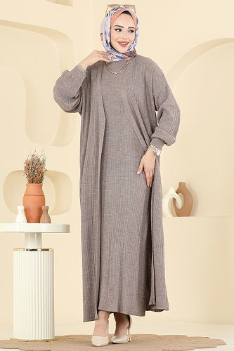 moda selvim طقم بيج غامق 7080HBS856 - Thumbnail