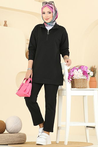 moda selvim طقم أسود 7080TEG847 - Thumbnail