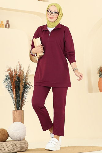 moda selvim طقم خمري 7080TEG847 - Thumbnail