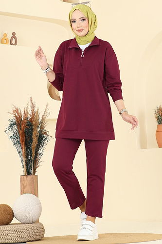 moda selvim طقم خمري 7080TEG847 - Thumbnail