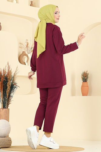 moda selvim طقم خمري 7080TEG847 - Thumbnail