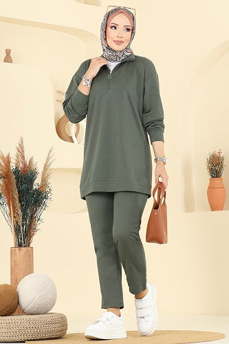 moda selvim طقم اخضر عفني 7080TEG847 - Thumbnail