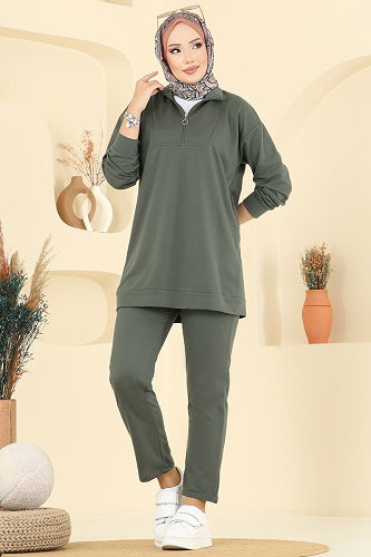 moda selvim طقم اخضر عفني 7080TEG847 - Thumbnail