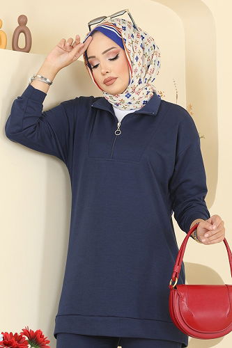 moda selvim طقم كحلي 7080TEG847 - Thumbnail