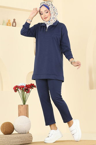 moda selvim طقم كحلي 7080TEG847 - Thumbnail