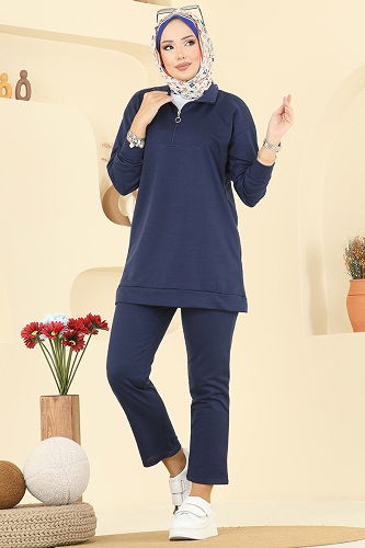 moda selvim طقم كحلي 7080TEG847 - Thumbnail