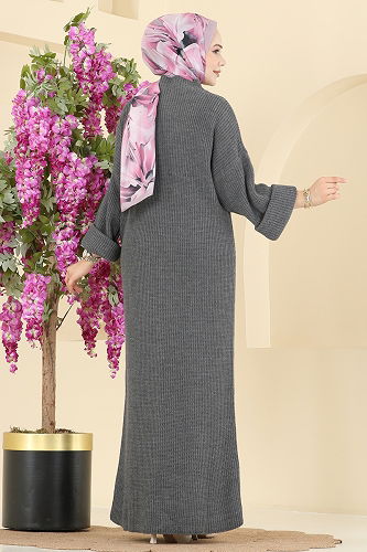 moda selvim طقم رمادي غامق 7081HBS856 - Thumbnail