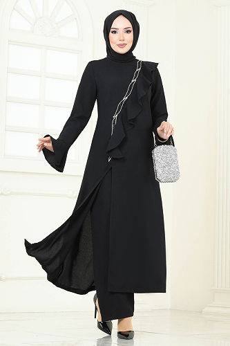 moda selvim طقم أسود 7090ABK1075 - Thumbnail