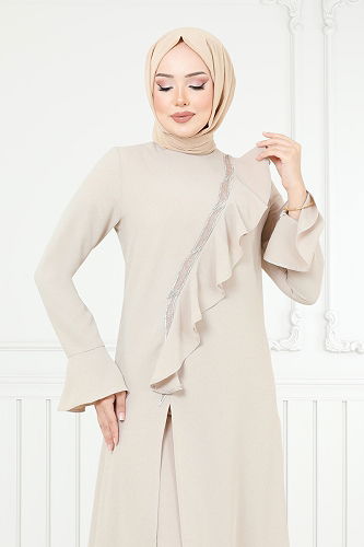 moda selvim طقم بيج 7090ABK1075 - Thumbnail