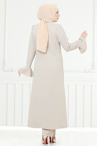 moda selvim طقم بيج 7090ABK1075 - Thumbnail