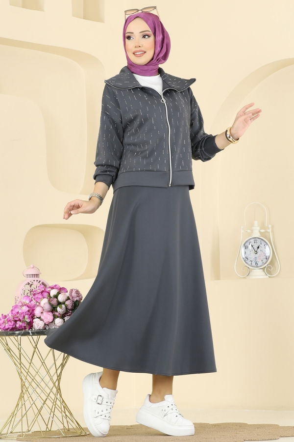 Modaselvim الاطقم طقم رمادي غامق 7099TEG847