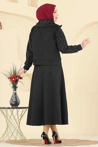 moda selvim طقم أسود 7099TEG847 - Thumbnail