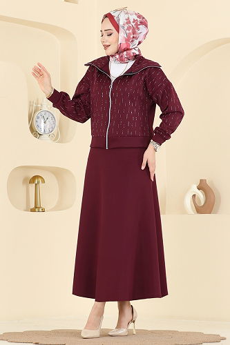 moda selvim Combined 7099TEG847 Burgundy - Thumbnail