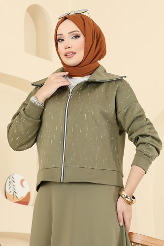 moda selvim طقم اخضر عفني 7099TEG847 - Thumbnail
