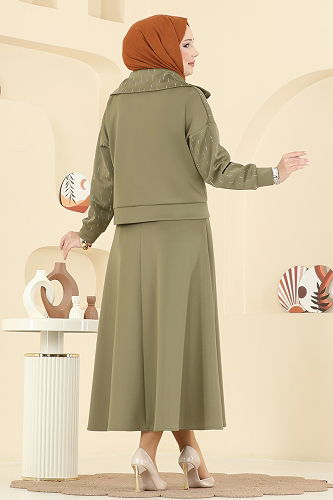 moda selvim طقم اخضر عفني 7099TEG847 - Thumbnail