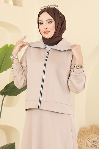 moda selvim طقم بيج 7099TEG847 - Thumbnail