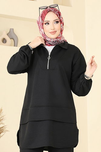 moda selvim طقم أسود 710HBS856 - Thumbnail