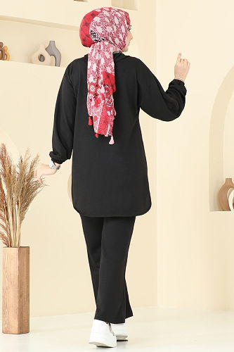 moda selvim طقم أسود 710HBS856 - Thumbnail