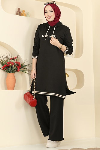 moda selvim طقم أسود 716PM271 - Thumbnail