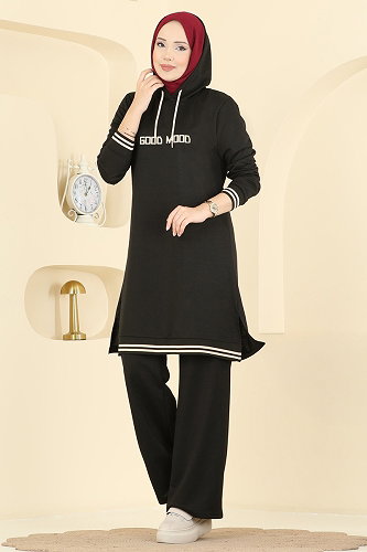 moda selvim طقم أسود 716PM271 - Thumbnail