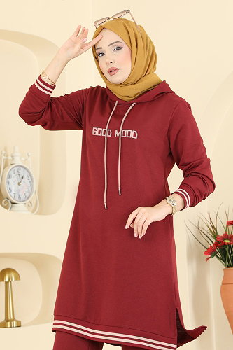 moda selvim طقم خمري 716PM271 - Thumbnail