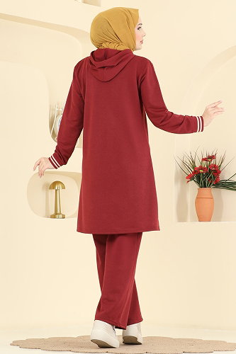 moda selvim طقم خمري 716PM271 - Thumbnail