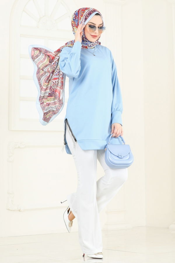 Modaselvim NET 20%+20% DISCOUNT IN THE CARD Combined 7225AYD574 Baby Blue & Ecru