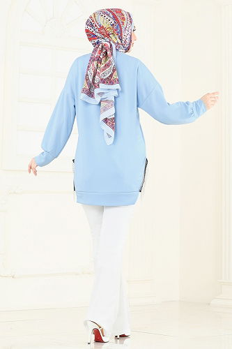 moda selvim Combined 7225AYD574 Baby Blue & Ecru - Thumbnail