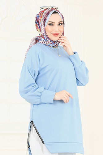 moda selvim طقم أزرق فاتح & سكري 7225AYD574 - Thumbnail