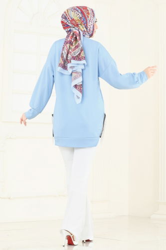 moda selvim طقم أزرق فاتح & سكري 7225AYD574 - Thumbnail