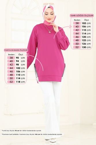 moda selvim Combined 7225AYD574 Fuchsia & Ecru - Thumbnail
