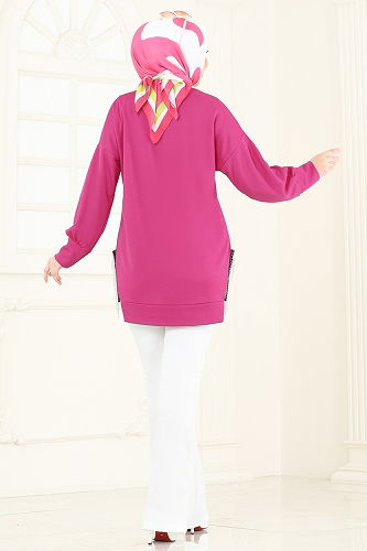 moda selvim Combined 7225AYD574 Fuchsia & Ecru - Thumbnail